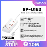 REMAX - RP-U153 Kiddy Series 20W Power Strip (US) (1.5M) - White